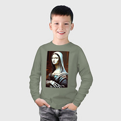 Лонгслив хлопковый детский Mona Lisa from Elm street - horror, цвет: авокадо — фото 2