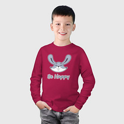 Лонгслив хлопковый детский Кролик be happy, цвет: маджента — фото 2