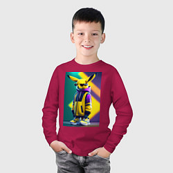 Лонгслив хлопковый детский Модный пикачу, цвет: маджента — фото 2