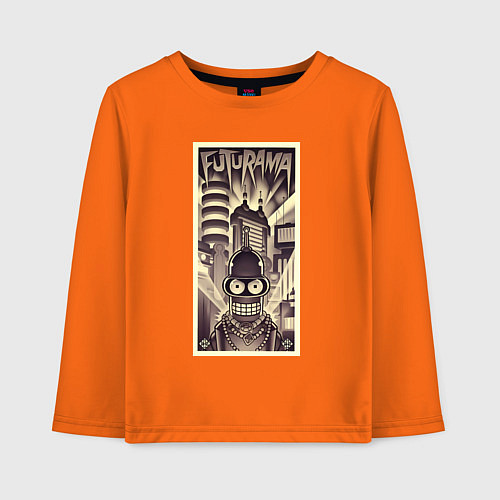 Детский лонгслив Бендер в стиле ретрофутуризма / Оранжевый – фото 1