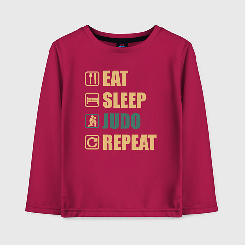 Детский лонгслив Eat sleep judo / Маджента – фото 1