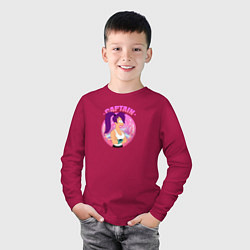Лонгслив хлопковый детский Futurama: Капитан Лила, цвет: маджента — фото 2