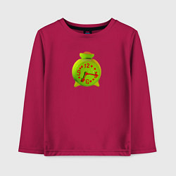 Лонгслив хлопковый детский Веселый зеленый будильник, цвет: маджента
