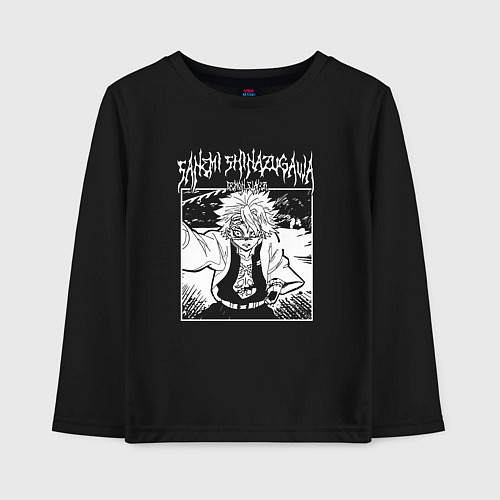 Детский лонгслив Санеми шинадзугава - столп ветра / Черный – фото 1