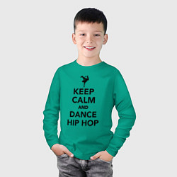 Лонгслив хлопковый детский Keep calm and dance hip hop, цвет: зеленый — фото 2