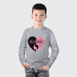 Лонгслив хлопковый детский Blackpink сердце, цвет: меланж — фото 2