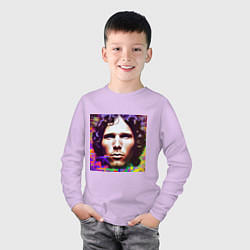 Лонгслив хлопковый детский Jim Morrison Glitch 25 Digital Art, цвет: лаванда — фото 2