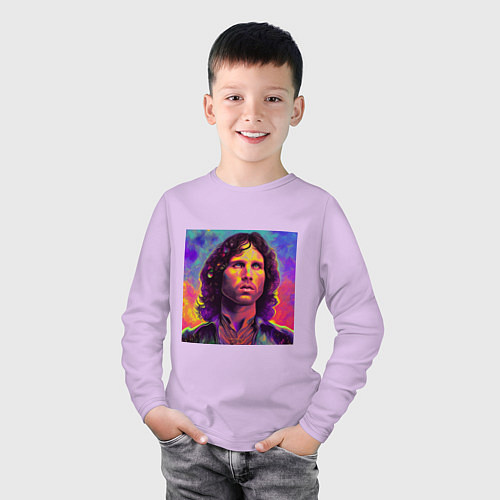 Детский лонгслив Jim Morrison Strange colors Art / Лаванда – фото 3