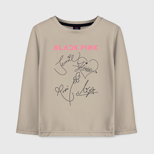 Детский лонгслив Blackpink автограф / Миндальный – фото 1