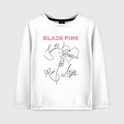 Лонгслив хлопковый детский Blackpink автограф, цвет: белый
