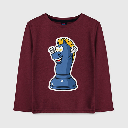 Детский лонгслив Шахматный конь InChess / Меланж-бордовый – фото 1