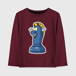 Лонгслив хлопковый детский Шахматный конь InChess, цвет: меланж-бордовый