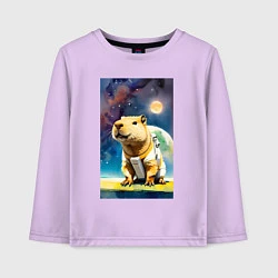 Лонгслив хлопковый детский Capybara brave astronaut - neural network, цвет: лаванда