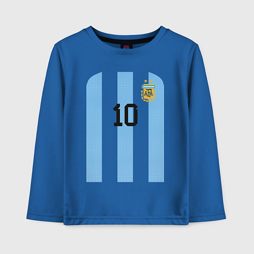 Детский лонгслив Месси сборная Аргентины ЧМ 2022 / Синий – фото 1