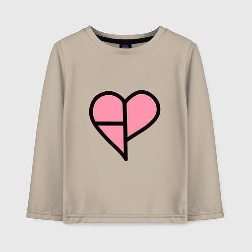 Детский лонгслив Сердечко BLACKPINK / Миндальный – фото 1