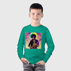 Лонгслив хлопковый детский Jimi Hendrix Rock Idol Art, цвет: зеленый — фото 2