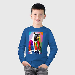 Лонгслив хлопковый детский Baer fashionista - pop art - neural network, цвет: синий — фото 2