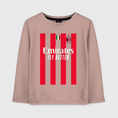 Детский лонгслив Златан Ибрагимович ФК Милан форма 2223 домашняя / Пыльно-розовый – фото 1