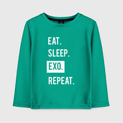 Лонгслив хлопковый детский Eat Sleep EXO Repeat, цвет: зеленый