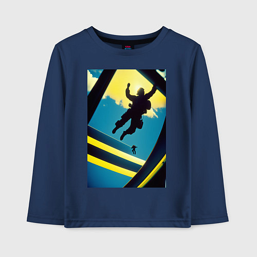 Детский лонгслив Два парашютиста / Тёмно-синий – фото 1