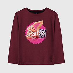 Лонгслив хлопковый детский Марго Робби Барби, цвет: меланж-бордовый