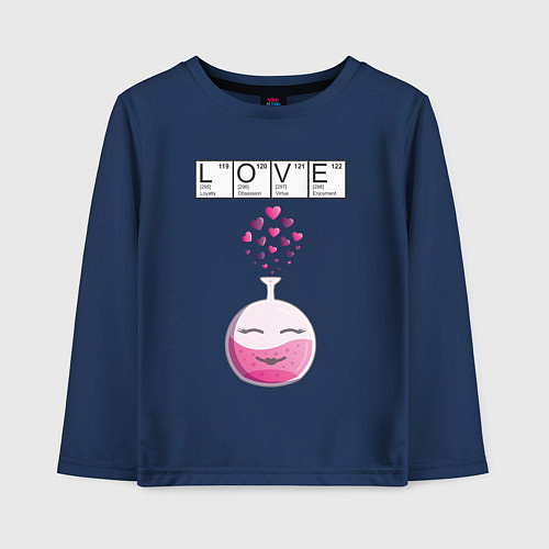 Детский лонгслив Химия любви - для нее / Тёмно-синий – фото 1
