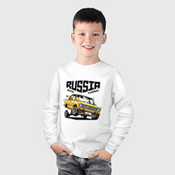 Лонгслив хлопковый детский Russia tuning car, цвет: белый — фото 2