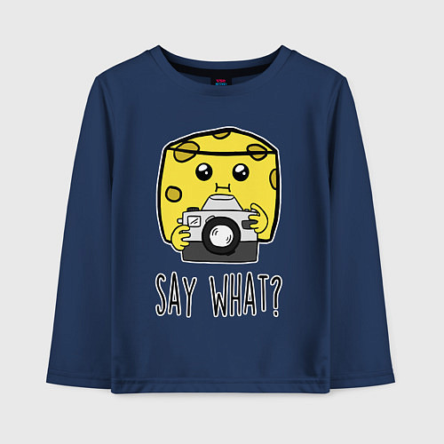 Детский лонгслив Cheese photographer / Тёмно-синий – фото 1
