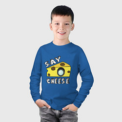 Лонгслив хлопковый детский Say cheese, цвет: синий — фото 2