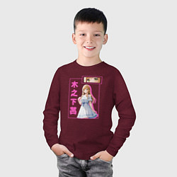 Лонгслив хлопковый детский Аканэ Киносита, цвет: меланж-бордовый — фото 2