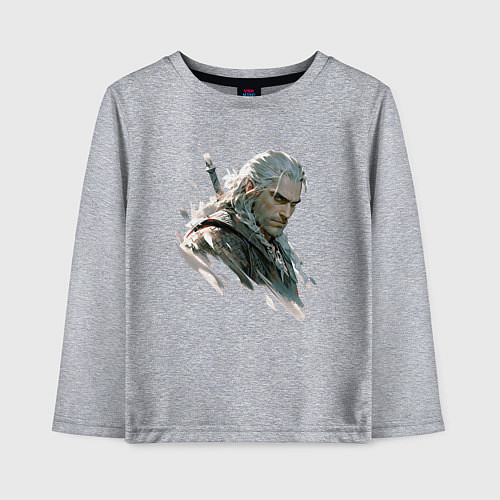 Детский лонгслив Портрет Ведьмака / Меланж – фото 1