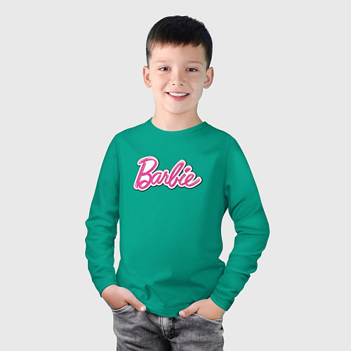 Детский лонгслив Barbie title / Зеленый – фото 3