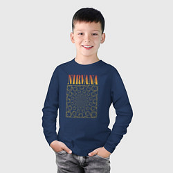 Лонгслив хлопковый детский Nirvana лого, цвет: тёмно-синий — фото 2