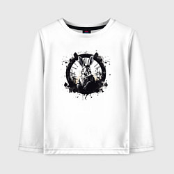 Лонгслив хлопковый детский Кролик и часы - Алиса в стране чудес, цвет: белый