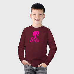 Лонгслив хлопковый детский Розовый логотип Барби, цвет: меланж-бордовый — фото 2