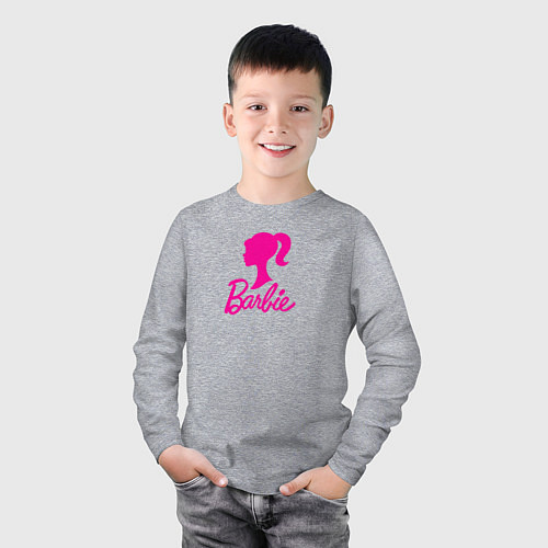 Детский лонгслив Розовый логотип Барби / Меланж – фото 3