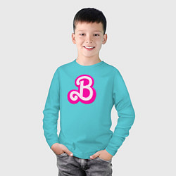 Лонгслив хлопковый детский Б - значит Барби, цвет: бирюзовый — фото 2