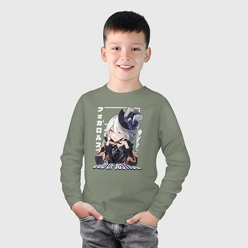 Детский лонгслив God of Justice / Авокадо – фото 3