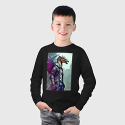 Лонгслив хлопковый детский Urban dragon - cyberpunk, цвет: черный — фото 2