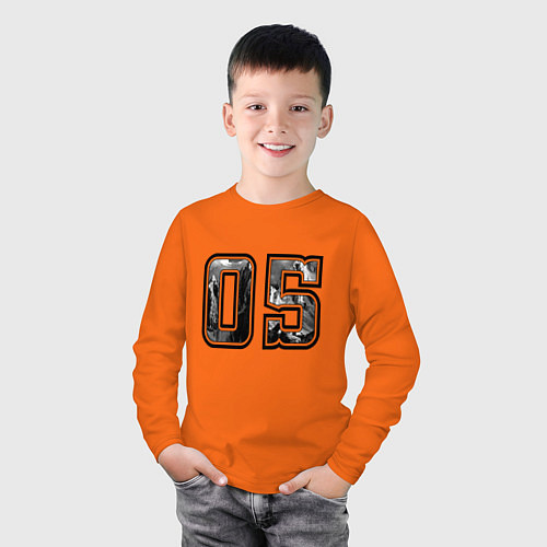 Детский лонгслив Год рождения номер регион 05 / Оранжевый – фото 3