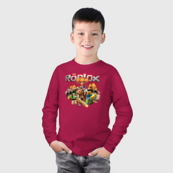 Лонгслив хлопковый детский Роблокс на фоне взрыва roblox, цвет: маджента — фото 2