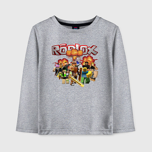 Детский лонгслив Роблокс на фоне взрыва roblox / Меланж – фото 1