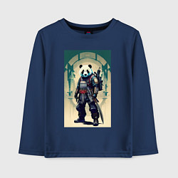 Лонгслив хлопковый детский Панда - самурай - киберпанк, цвет: тёмно-синий