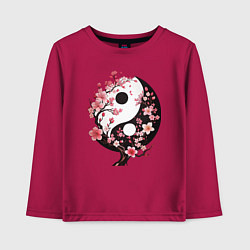 Лонгслив хлопковый детский Скура с инь и янь, цвет: маджента