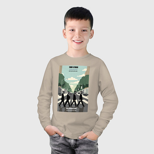 Детский лонгслив Skibidi toilet Beatles cameramen / Миндальный – фото 3