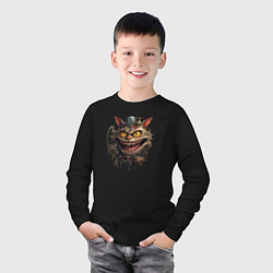 Лонгслив хлопковый детский Механический заводной котик, цвет: черный — фото 2
