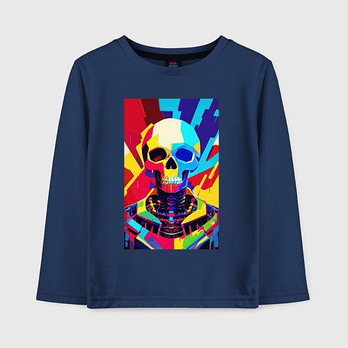 Детский лонгслив Pop art skull / Тёмно-синий – фото 1