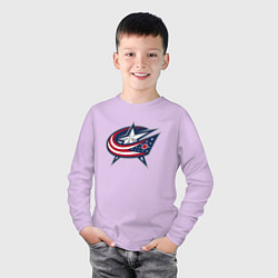 Лонгслив хлопковый детский Columbus blue jackets - hockey team - emblem, цвет: лаванда — фото 2