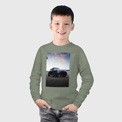 Лонгслив хлопковый детский Авто на фоне неба, цвет: авокадо — фото 2