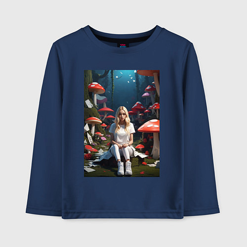 Детский лонгслив Alice in Wonderland / Тёмно-синий – фото 1